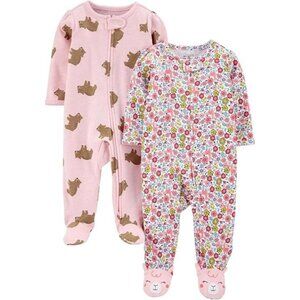 Simple Joys by Carter's Baby Girls' Cotton Footed Sleep and Play  2-Pack 6-9M